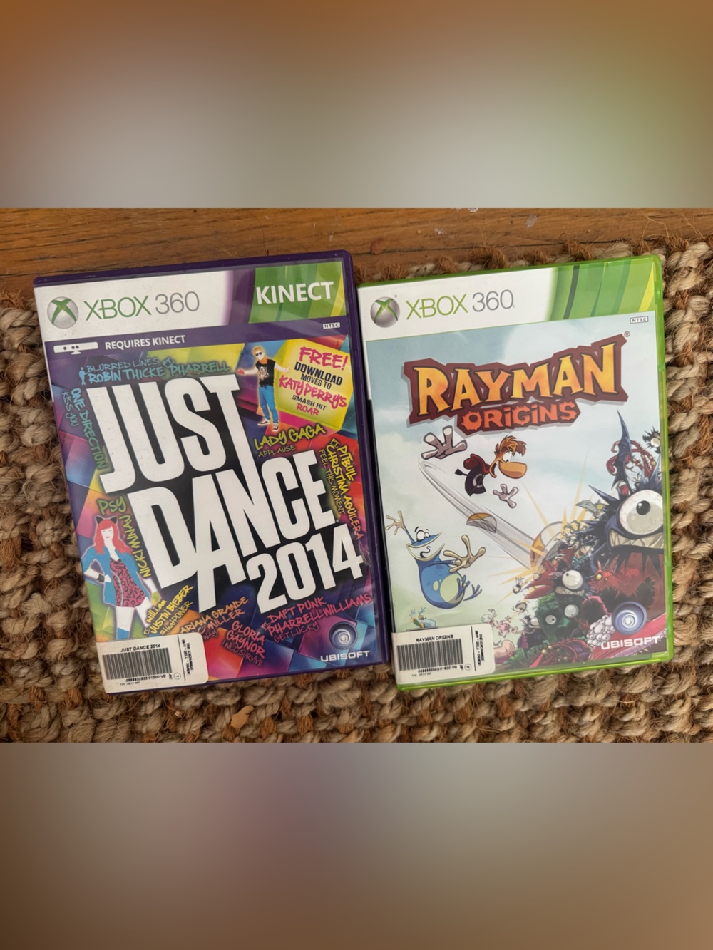 Xbox 360 Game Bundle — Just Dance 2014 (Purple) & Rayman Origins (White)